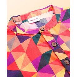 Babyhug Cambric Woven Full Sleeves Abstract Printed Kurta Pajama Set - Orange
