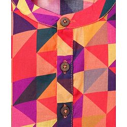 Babyhug Cambric Woven Full Sleeves Abstract Printed Kurta Pajama Set - Orange