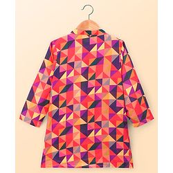 Babyhug Cambric Woven Full Sleeves Abstract Printed Kurta Pajama Set - Orange