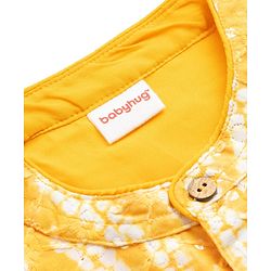 Babyhug Cambric Woven Full Sleeves Kurta Pajama Set With Floral Hakoba Embriodery - Yellow