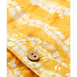 Babyhug Cambric Woven Full Sleeves Kurta Pajama Set With Floral Hakoba Embriodery - Yellow
