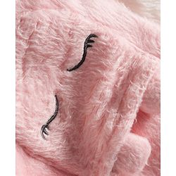 Babyhug Velour Knit Full Raglan Sleeves Winterwear Night Suit With Ear Applique & Pockets - Pink & White