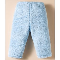 Babyhug Velour Knit Front Open Full Sleeves Night Suit with Animal Applique - White & Light Blue
