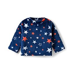 Babyhug Velour Knit Full Sleeves Co-ords Winter Wear Night Suit With Star Print - Navy Blue