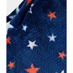 Babyhug Velour Knit Full Sleeves Co-ords Winter Wear Night Suit With Star Print - Navy Blue