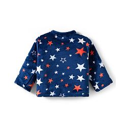Babyhug Velour Knit Full Sleeves Co-ords Winter Wear Night Suit With Star Print - Navy Blue