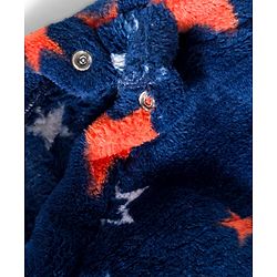 Babyhug Velour Knit Full Sleeves Co-ords Winter Wear Night Suit With Star Print - Navy Blue
