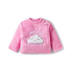 Babyhug Velour Knit Full Sleeves Winter Wear Night Suit With Text Embriodery - Pink