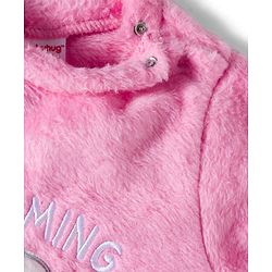 Babyhug Velour Knit Full Sleeves Winter Wear Night Suit With Text Embriodery - Pink