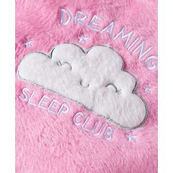 Babyhug Velour Knit Full Sleeves Winter Wear Night Suit With Text Embriodery - Pink