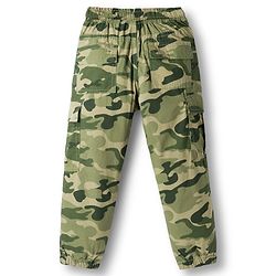 Babyhug Cotton Woven Full Length Jogger With Camouflage Print - Green
