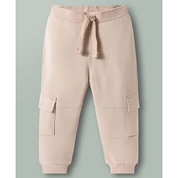 Babyhug 100% Cotton Knit Raglan Full Sleeves Bear Printed T-Shirt & Trouser Set - Beige