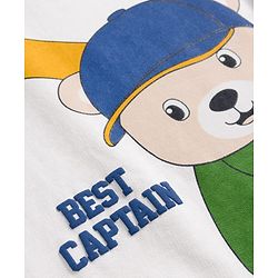 Babyhug 100% Cotton Knit Raglan Full Sleeves Bear Printed T-Shirt & Trouser Set - Beige