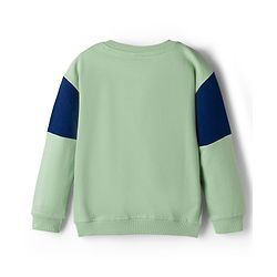 Babyhug Terry Knit Full Sleeves Cut & Sew Text & Animal Print Sweatshirt & Joggers Set - Green