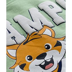 Babyhug Terry Knit Full Sleeves Cut & Sew Text & Animal Print Sweatshirt & Joggers Set - Green