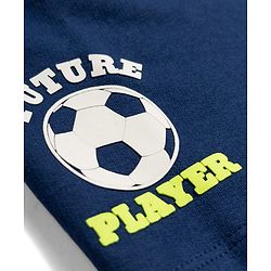 Babyhug Terry Knit Full Sleeves Hooded Cut & Sew T-Shirt & Lounge Pant Set with Sport Print & Tape Detailing - Navy Blue