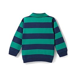 Babyhug Terry Knit Full Sleeves Striped Polo T-Shirt & Trouser Set - Multicolor