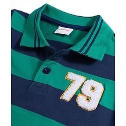 Babyhug Terry Knit Full Sleeves Striped Polo T-Shirt & Trouser Set - Multicolor
