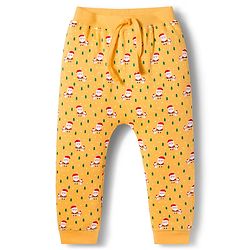 Babyhug Cotton Interlock Knit Full Length Diaper Leggings With Christmas Print Pack Of 3 - Green Yellow & Red