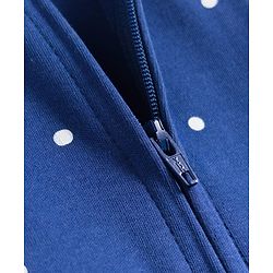 Babyhug Cotton Knit Full Sleeves  Footed Sleepsuit With Bear Patch - Navy Blue