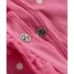 Babyhug Cotton Knit Full Sleeves Footed Sleepsuit With Bow Embriodery & Polka Dot Print - Pink