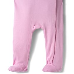 Babyhug Cotton Knit Full Sleeve Footed Sleepsuit with Teddy Patch - Pink