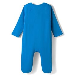Babyhug Cotton Knit Full Sleeves Footed Sleepsuit With Teddy Bear Print - Blue
