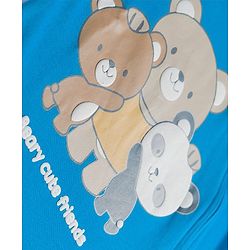 Babyhug Cotton Knit Full Sleeves Footed Sleepsuit With Teddy Bear Print - Blue