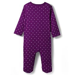 Babyhug Cotton Knit Full Sleeves Footed Sleepsuit With Polka Dots & Unicorn Print - Lavender