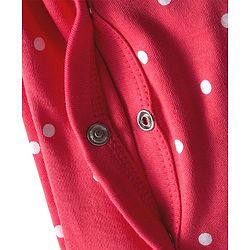 Babyhug Cotton Knit Full Sleeves Sleepsuit With Polka Dot Print & Bear Patch - Red