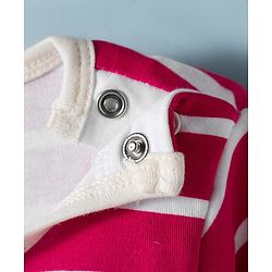 Babyhug Cotton Knit Full Sleeves Footed Sleepsuit Reindeer Embroidery - Red & White