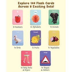 Babyhug 150 Piece Early Learning Flash Cards 8 Themes in One| Educational Double-Sided Cards| Montessori Learning| Fosters Interest| Colorful Cards| Safe & Non-Toxic - Multicolor