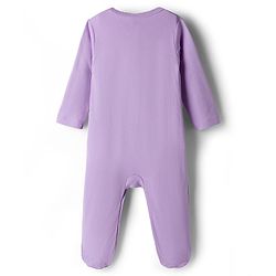 Babyhug Cotton Knit Full Sleeves Footed Sleepsuit With Animal Embroidery & Ear Applique - Lavender
