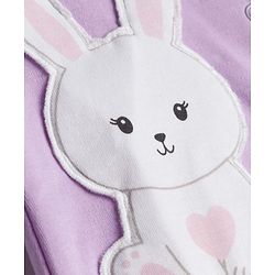 Babyhug Cotton Knit Full Sleeves Footed Sleepsuit With Animal Embroidery & Ear Applique - Lavender