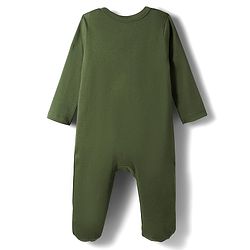 Babyhug Cotton Knit Full Sleeves Footed Sleepsuits With Stripes & Animal Print Pack Of 2 - Yellow & Green