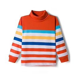 Babyhug Knitted Full Sleeves Turtle Neck Winter T-Shirt - Orange