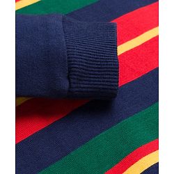 Babyhug Cotton Elastane Knit Full Sleeves Turtle Neck Winter T-Shirt with Stripes - Navy Blue