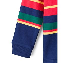 Babyhug Cotton Elastane Knit Full Sleeves Turtle Neck Winter T-Shirt with Stripes - Navy Blue
