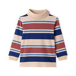 Babyhug Cotton Elastane Knit Full Sleeves Turtle Neck Winter T-Shirt with Stripes - Multicolor