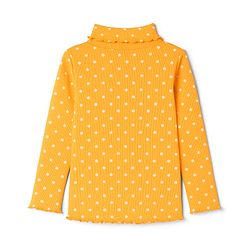 Babyhug Cotton Elastane Knit Full Sleeves Turtle Neck Winter T-Shirt with Polka Dot Print - Yellow