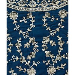 Babyhug Georgette Woven Sleeveless Choli Lehenga Set with Dupatta Embroidery & Sequin Detailing - Navy Blue