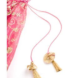 Babyhug Woven Half Sleeves Choli Lehenga & Dupatta Set With Floral Embriodery - Pink