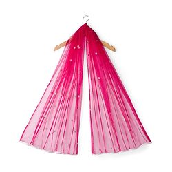 Babyhug Net Woven Frill Sleeves Choli Lehenga & Dupatta Set With Floral Embriodery - Dark Pink
