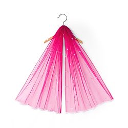 Babyhug Net Woven Frill Sleeves Choli Lehenga & Dupatta Set With Floral Embriodery - Fuschia