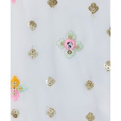 Babyhug Georgett Woven Flutter Sleeves Mirror Embroidered Choli Lehenga  and Dupatta Set  -White