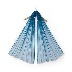 Babyhug Net Woven Half Sleeves Choli Lehenga & Dupatta Set With Sequin Embriodery - Blue