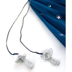 Babyhug Net Woven Half Sleeves Choli Lehenga & Dupatta Set With Sequin Embriodery - Blue