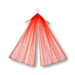 Babyhug Net Woven Half Sleeves Choli Lehenga & Dupatta Set With Sequin Embriodery - Orange
