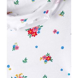 Babyhug Cotton Knit Full Sleeves Turtle Neck Winter T-Shirt with Floral Print - White