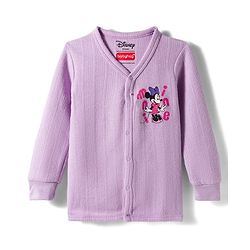 Babyhug Disney Interlock Full Sleeve Front Open Thermal Wear Set With Minnie Mouse Graphics - Lavender